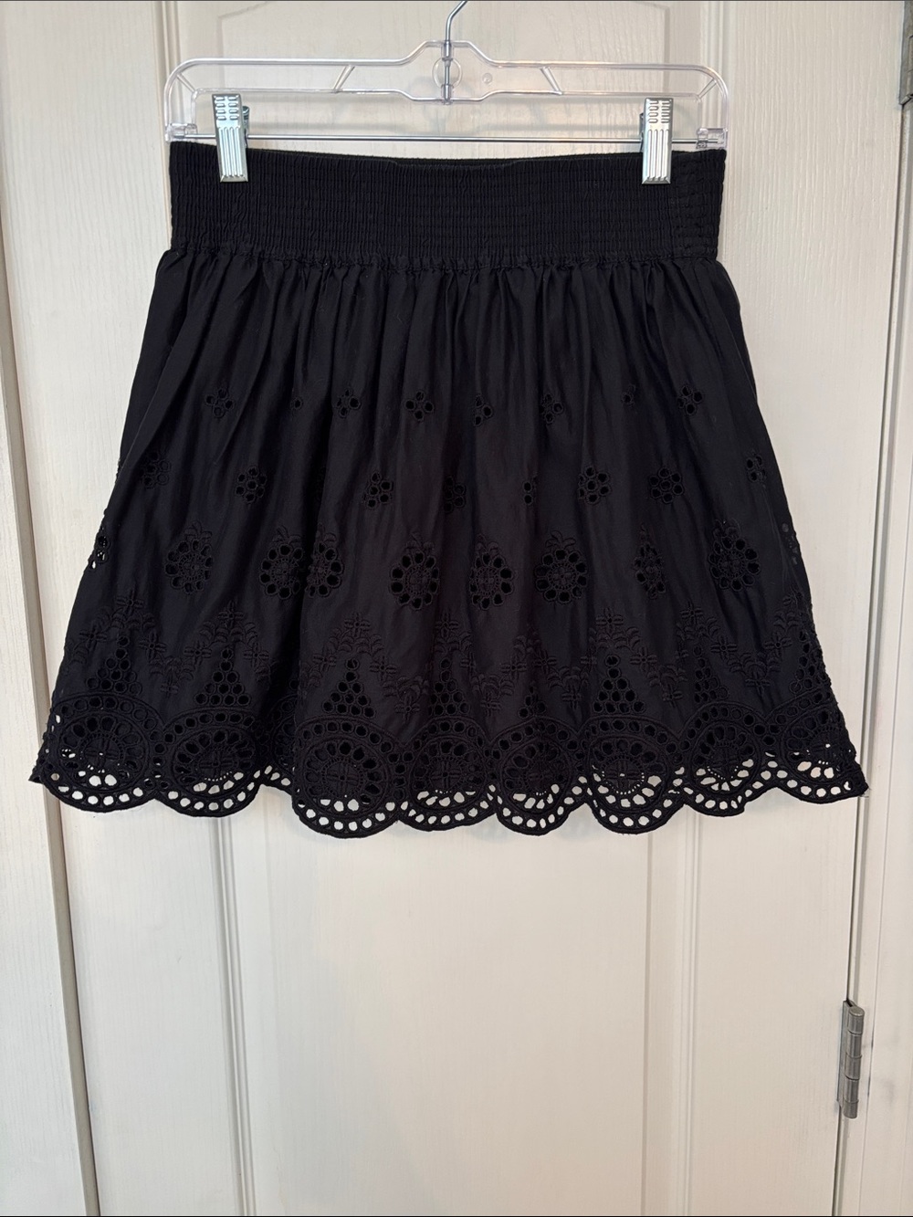 Hinge Black Eyelet Cotton Mini Skirt size XS